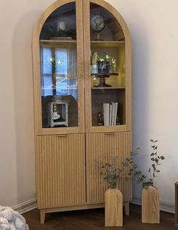 Arched cabinet with glass door mid century modern [NEW]