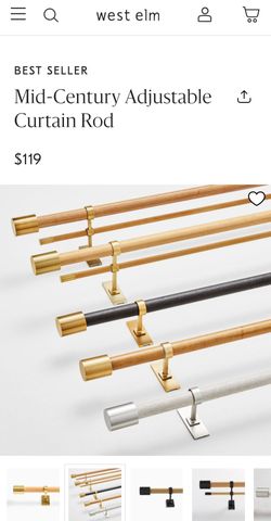 West Elm Curtain Rod 44-108 Antique Bronze Oak