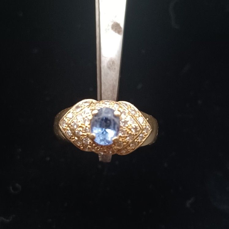 18K Gold 1 ct Tanzanite & VS Diamonds