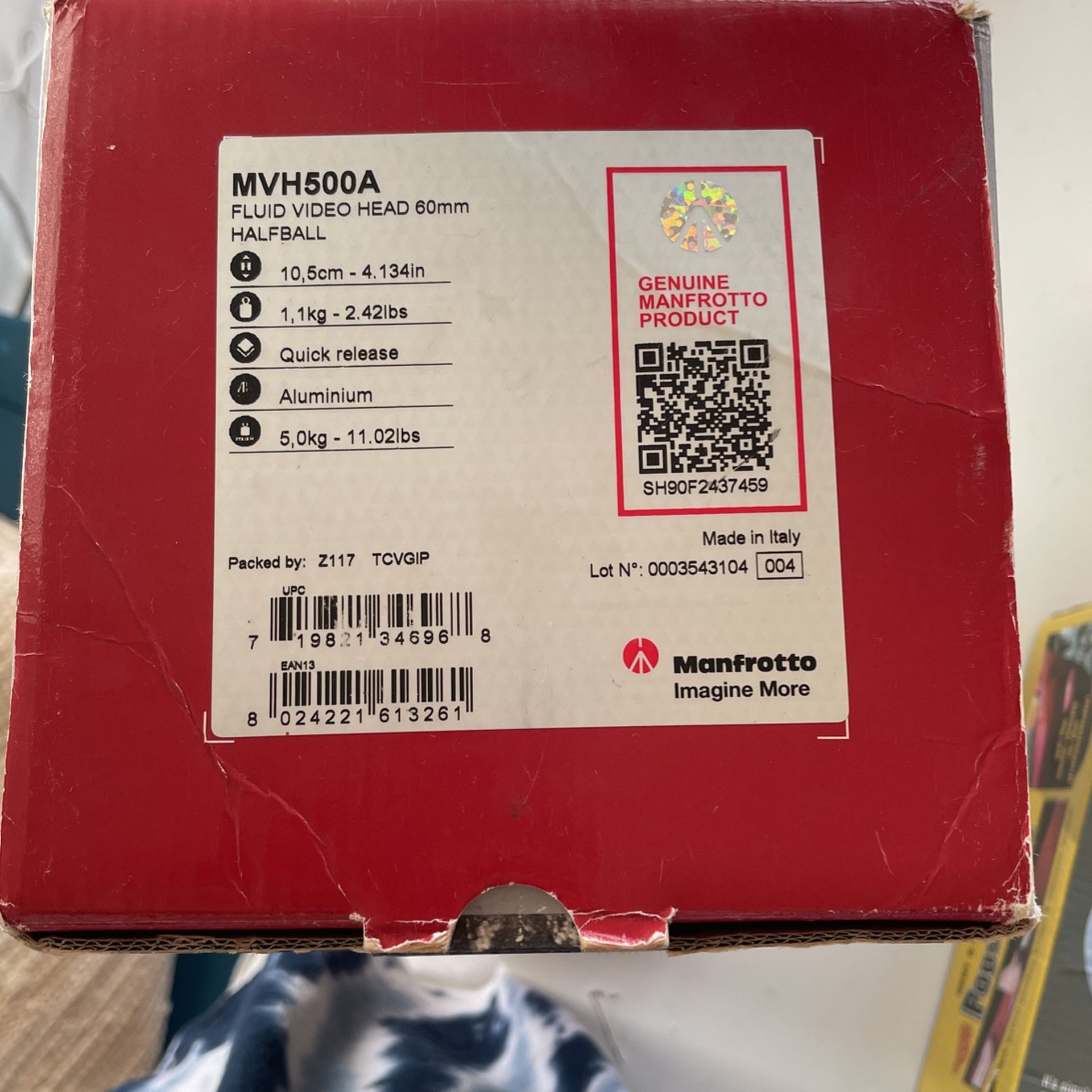 Fluid Video Head 60mm Half ball Mvh500a