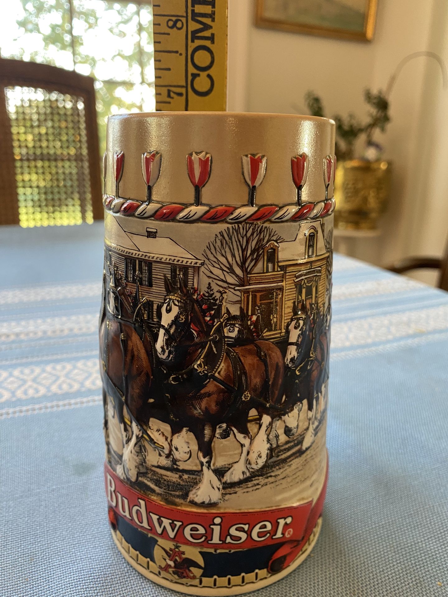 1986 Budweiser Collector “B” Series American Town On A Winter’s Day Stein