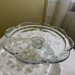 Savannah Anchor Hocking Floral Glass Cake Dish