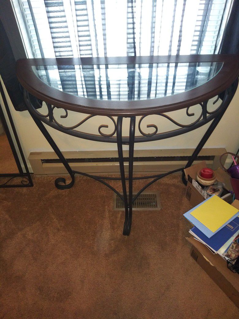 Half Table Glass Top, Matching Mirror Wrought Iron The Glass Is Removable. Still Available