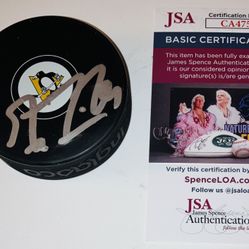 MARC-ANDRE FLEURY SIGNED AUTOGRAPH PITTSBURGH PENGUINS LOGO HOCKEY PUCK JSA COA!