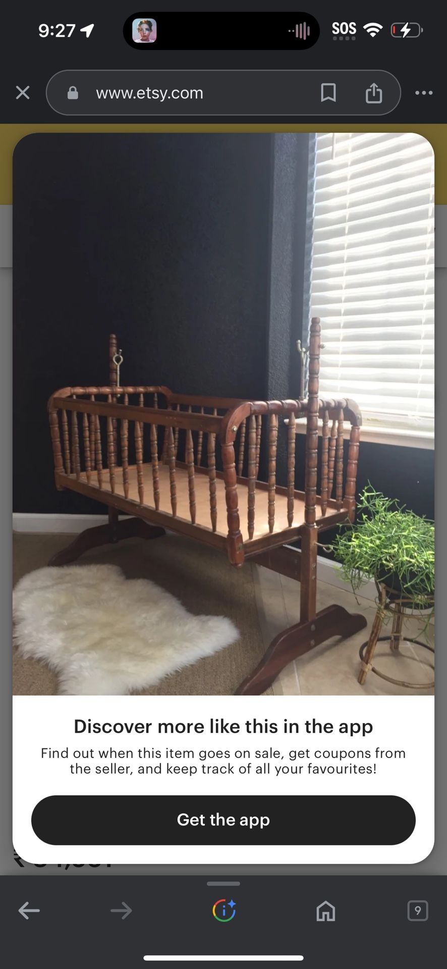 Vintage 1950 Wooden Bassinet