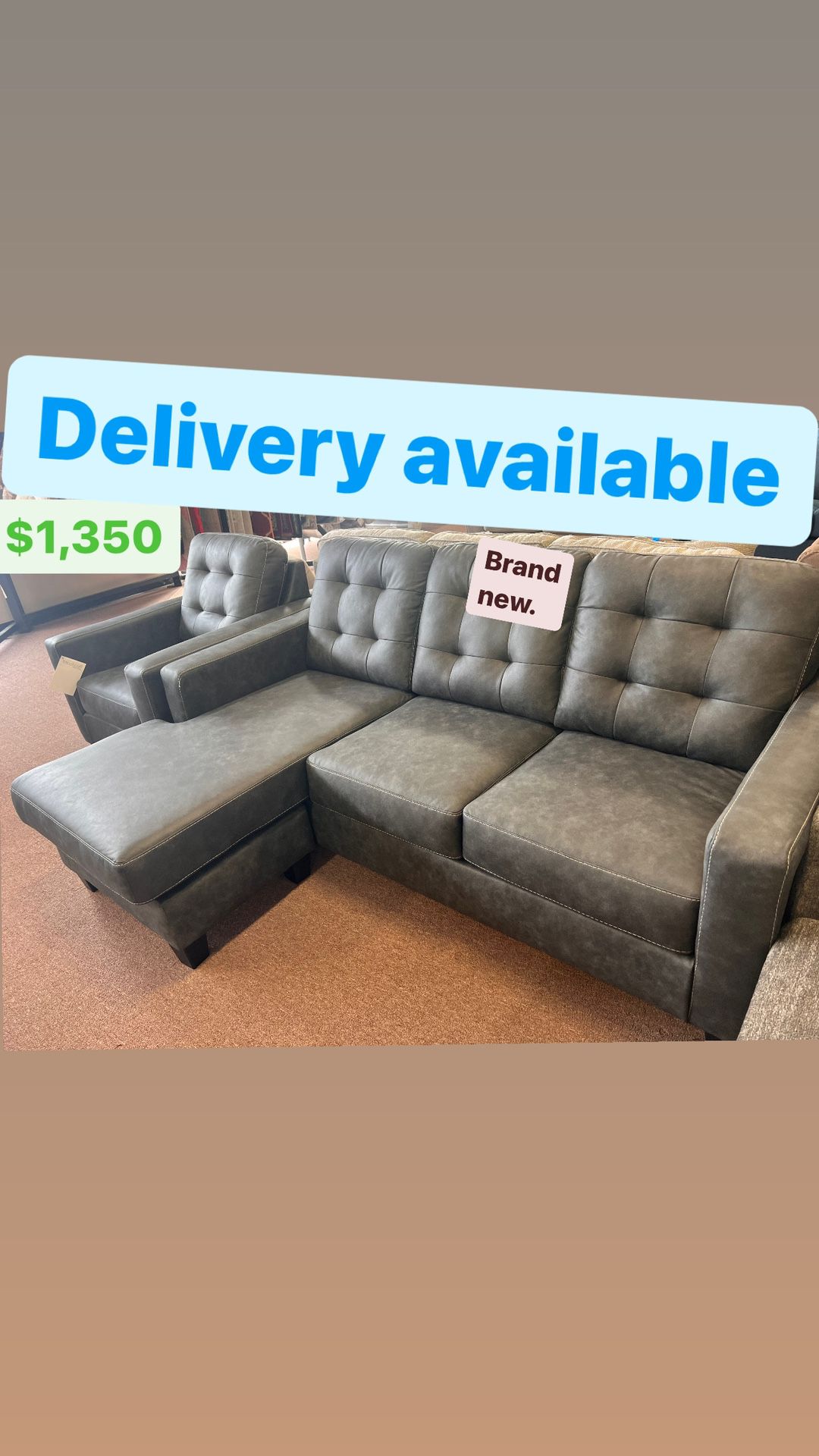 (Brand New)Chaise Sofa With Chair