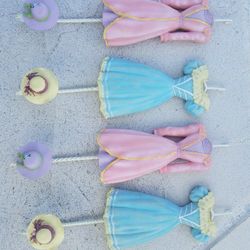 HAT OR SCRAF OR BELT HANGERS, 4 HANGERS, PORCELAIN, UNIQUE DESIGN