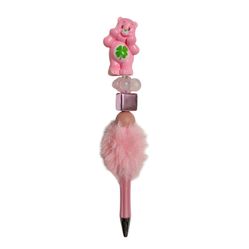 Care Bears Fur Custom Beaded Ballpoint Twist Pen Pink Topper