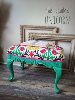 Refinished And Reupholstered Vanity Bench Seating