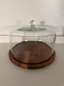 Glass Dome with Wooden Base