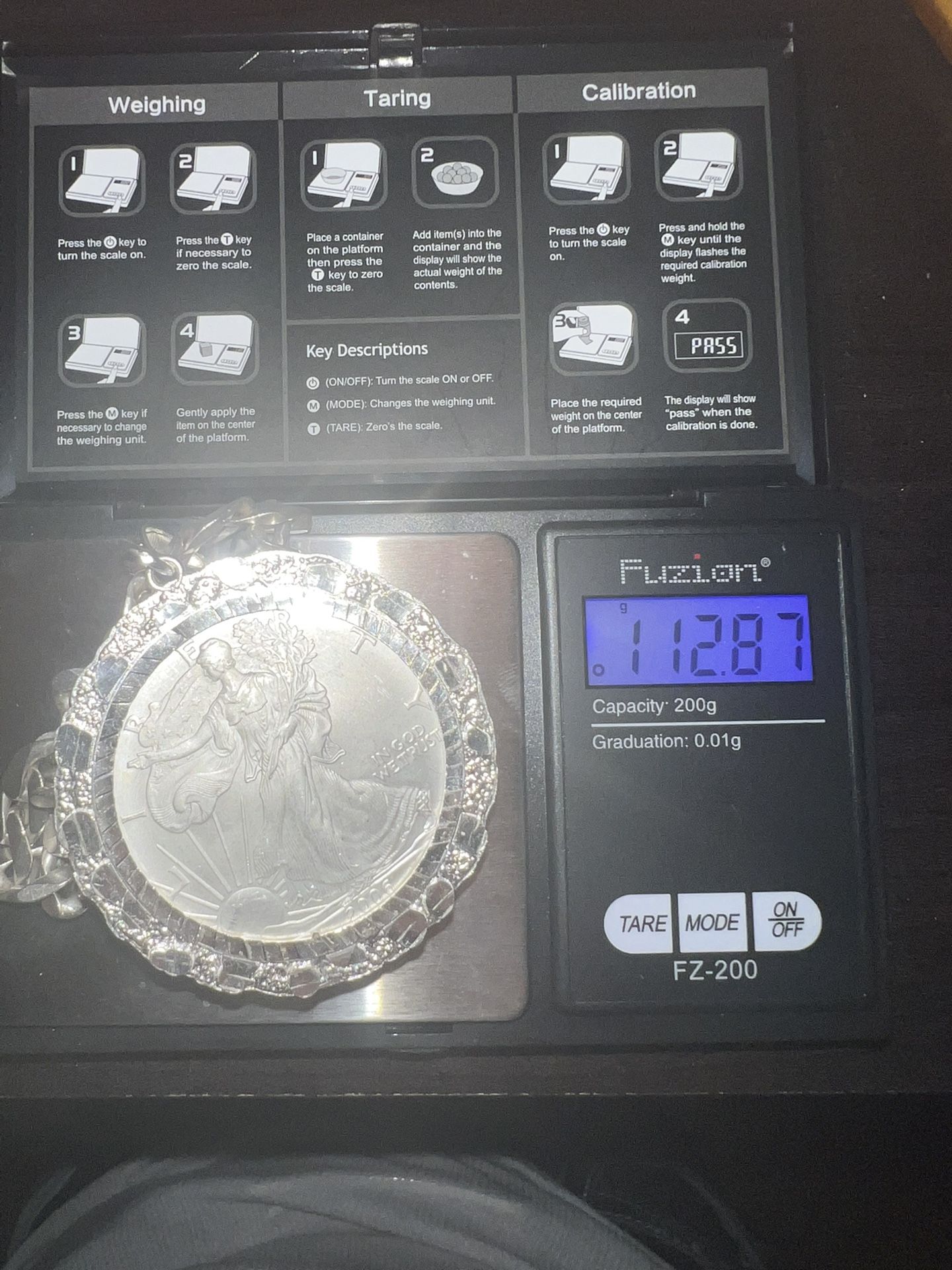 Silver Eagle Pendant With Chain (112.87g)