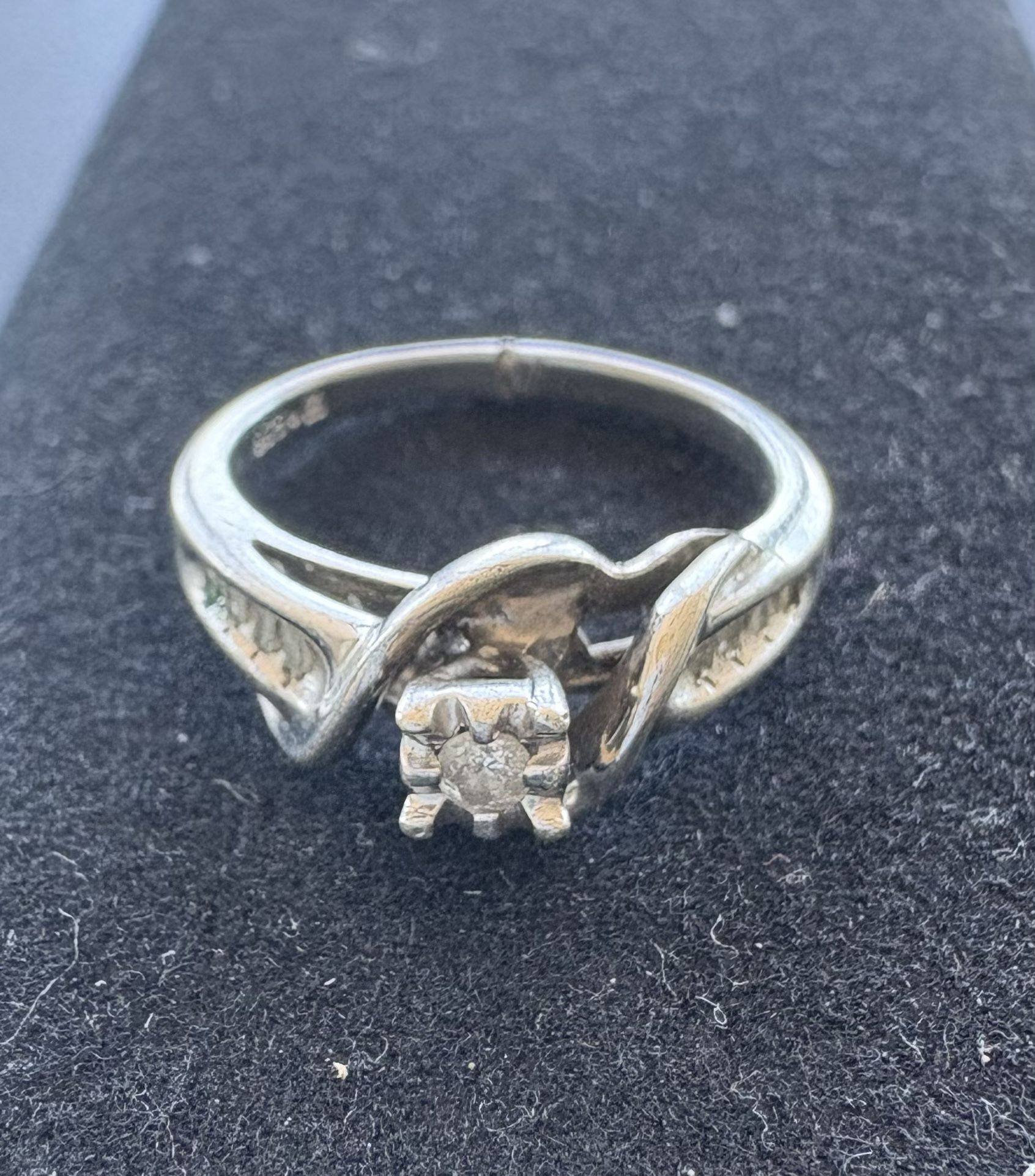 Sterling Silver Diamond Ring - Size 7
