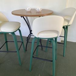 Mid Century Thonet bar stool repainted in chalk paint finished in wax.  40” tall