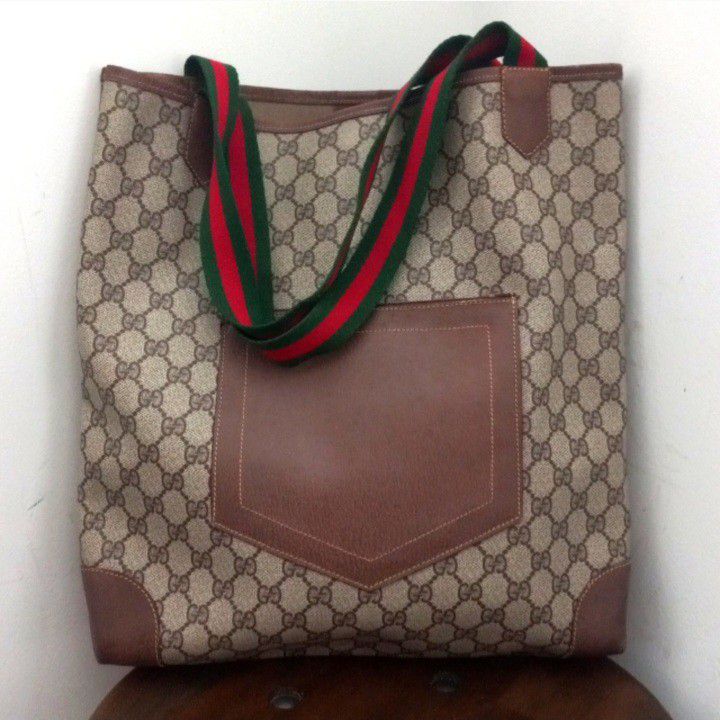 Authentic Vintage Gucci GG Monogram Supreme Sherry Web Ophidia Shopper Tote Bag