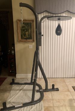 Everlast dual station heavy bag stand + Everlast leather speed bag