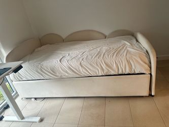 Double bed with mattress 1 year old off white beige