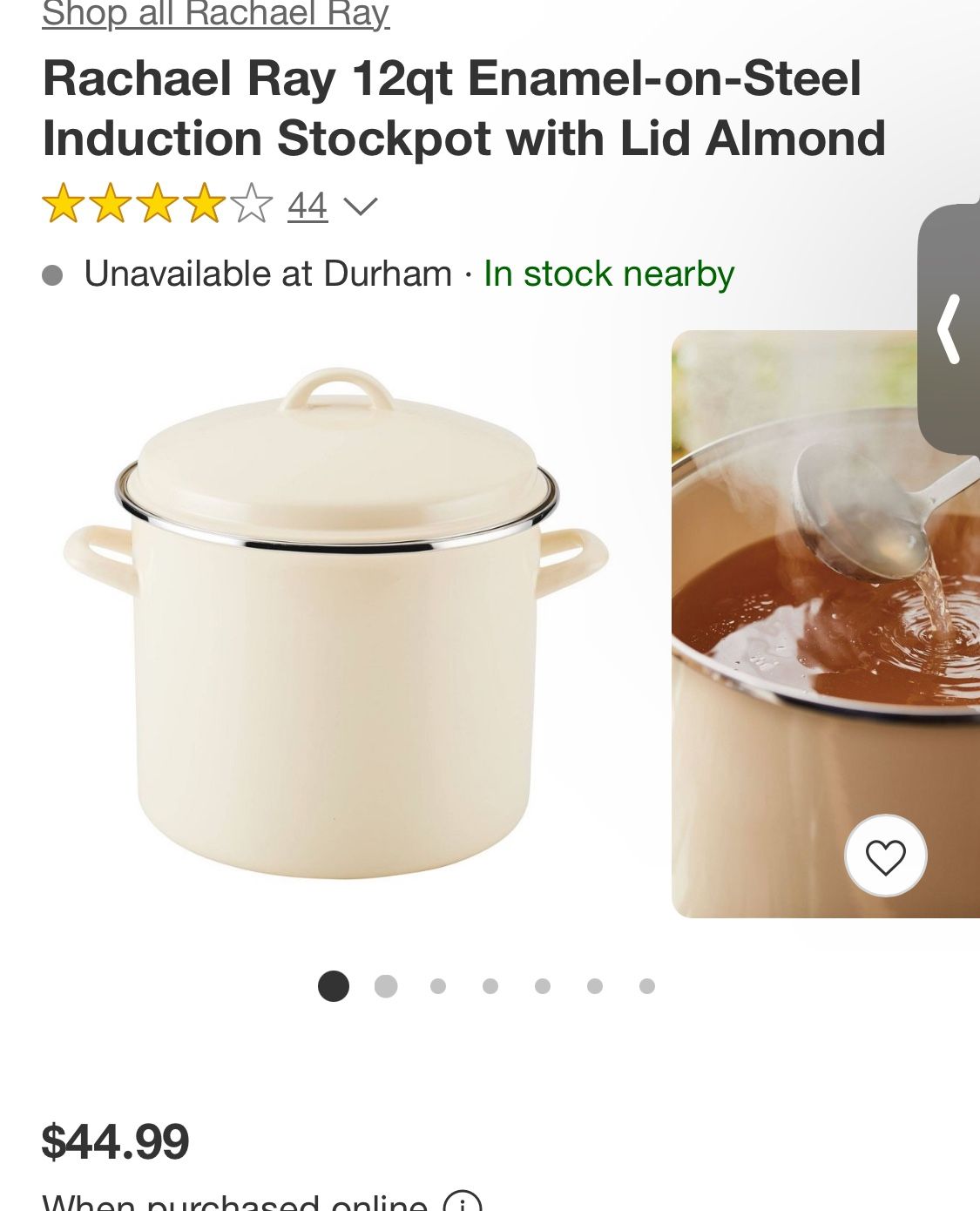 Rachael Ray 12qt Enamel-on-Steel Induction Stockpot with Lid Almond