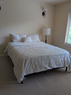 Queen platform bed.