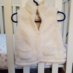 Baby Girls White Faux Fur Vest 18months 