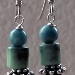 Sterling Bali Silver Boho Gemstone Drop Earrings