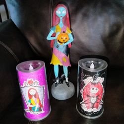 The Nightmare Before Christmas Sally Statue & Led Candle Lot Halloween Goth Spooky Collectable 