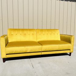 Brand New Yellow Velvet Sofa Bed 