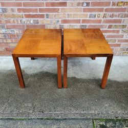 Pair Of Mid Century Modern Lane Walnut Parsons Side Tables End Tables Vintage