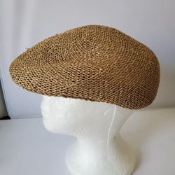 Country Gentleman Vintage Driving Hat Straw Grass Wicker Newsboy Golf Large