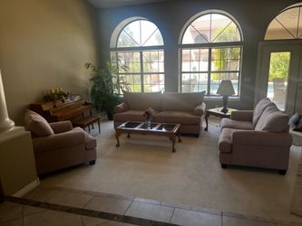 3-Piecew Tan Microfiber Living Room Set