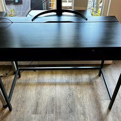 Black Computer Table W/two Drawers 