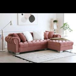 Royal Velvet RAF Sectional Sofa Pink

