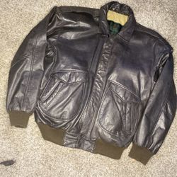 Mirage Leather Bomber Jacket Vintage 1990 Classic's Size L Dark Green