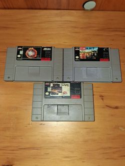 SNES Super Nintendo 3 Game Bundle (SimAnt, NBA Jam, NBA Live)