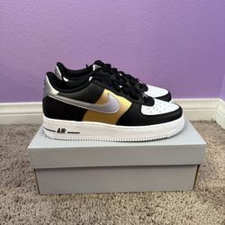 Nike Black Metallic Silver White Air Force 1 BG