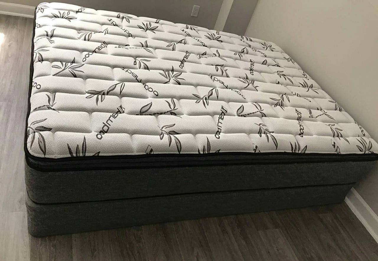 Mattress Full size Firm Orthopedic Pillow top + box spring Gift Totally new 🛏🌟🏠