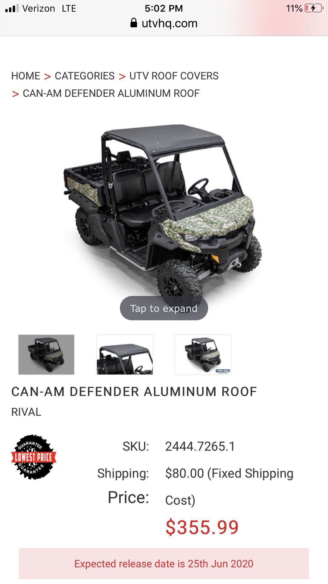 Can am defender aluminum roof