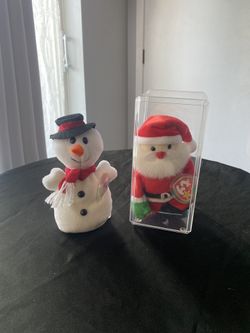 Santa and Snowman Plush Set Beanies Babies   
