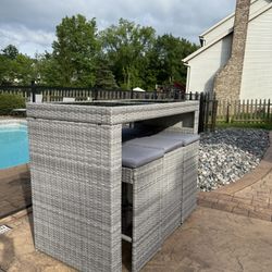 Rectangular Wicker Bar Height Table