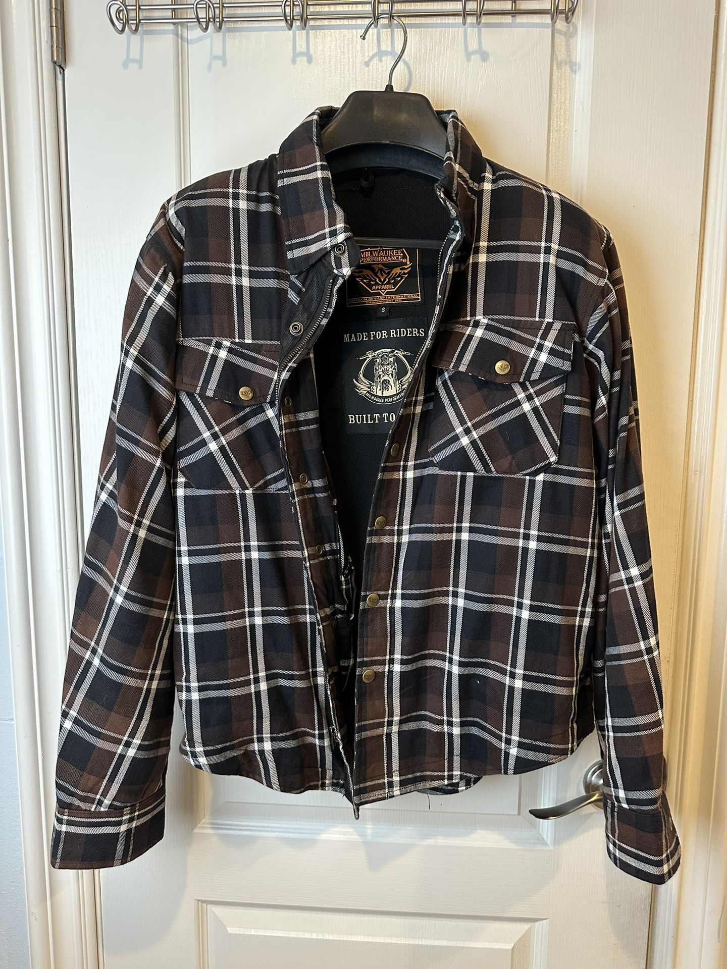 MILWAUKEE LEATHER MEN'S PLAID FLANNEL BIKER SHIRT - REINFORCED W/ ARAMID FIBERS