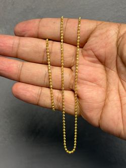14k Gold Plated 925 Moon Cut Ball Chain