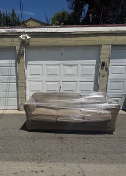 7’ Taupe Fabric Sofa - Excellent Condition - 84” Long