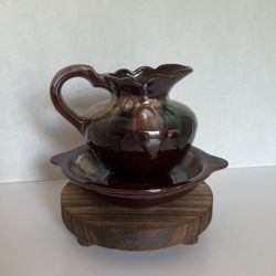 Drip Glazed Pitcher And Bowl