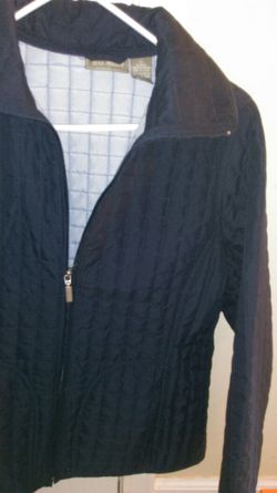 Ladies blue quilted zipper jacket