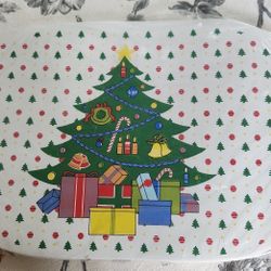 Set of 6 Vintage Christmas Tree Vinyl Foam Placemats