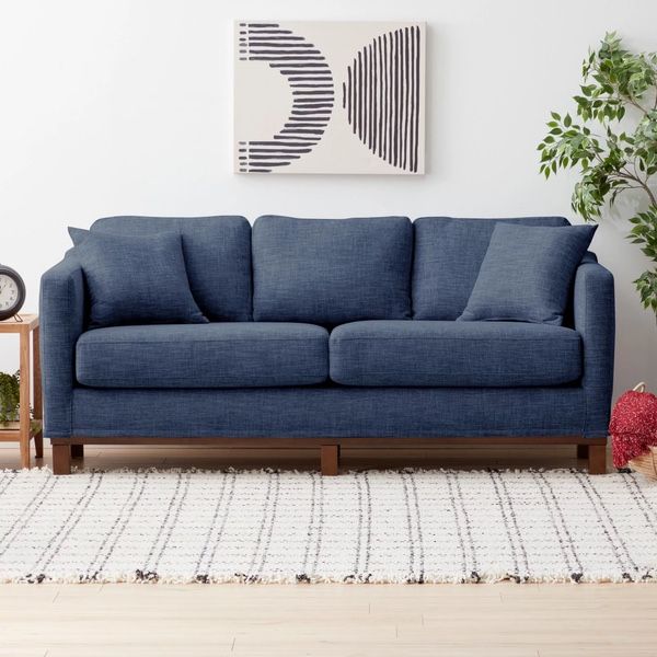 Gap Home Navy Wood‑Base Sofa