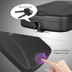 Portable Gun Safe Quick Access Gun Safes for Pistols - Biometric Pistol Safe Lock Box with Auto Open Lid & Fingerprints & Key for Car Travel