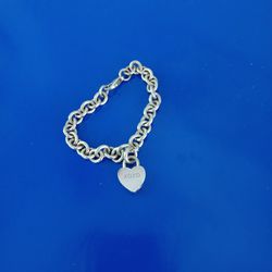 Tiffany Silver XOXO Padlock Heart Charm Bracelet