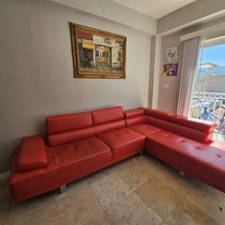 Red Leather Sofa Sectional