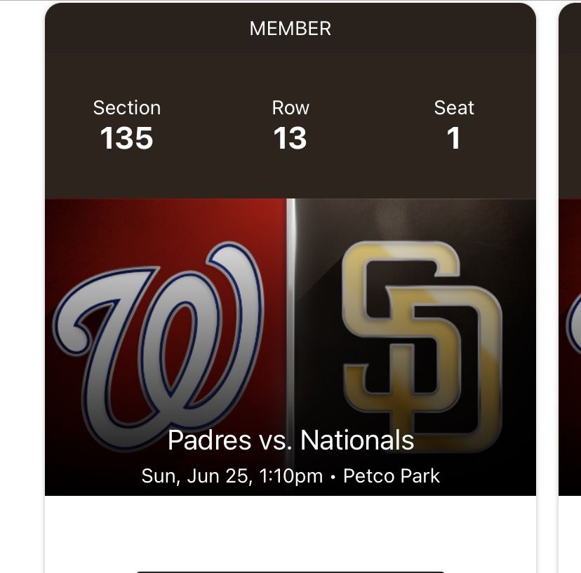 Padres Vs Nationals SUNDAY 6/25