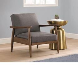 Better Homes & Gardens Mid Century Chair, Adjustable Position, Wood with Linen Upholstery, Gray